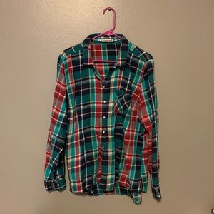 Teal Flannel type pearl snap